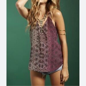 Rory Beca Purple and Gray Patterned Silk Blouse Size XS